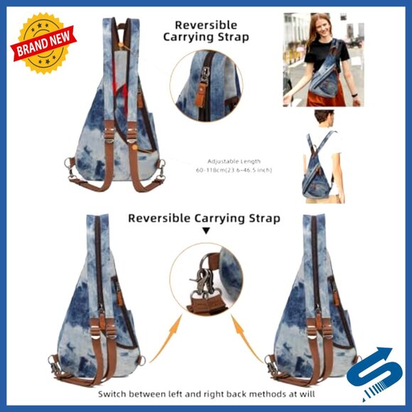 Canvas Sling Bag Crossbody Backpack Casual Daypack Unisex Adult
